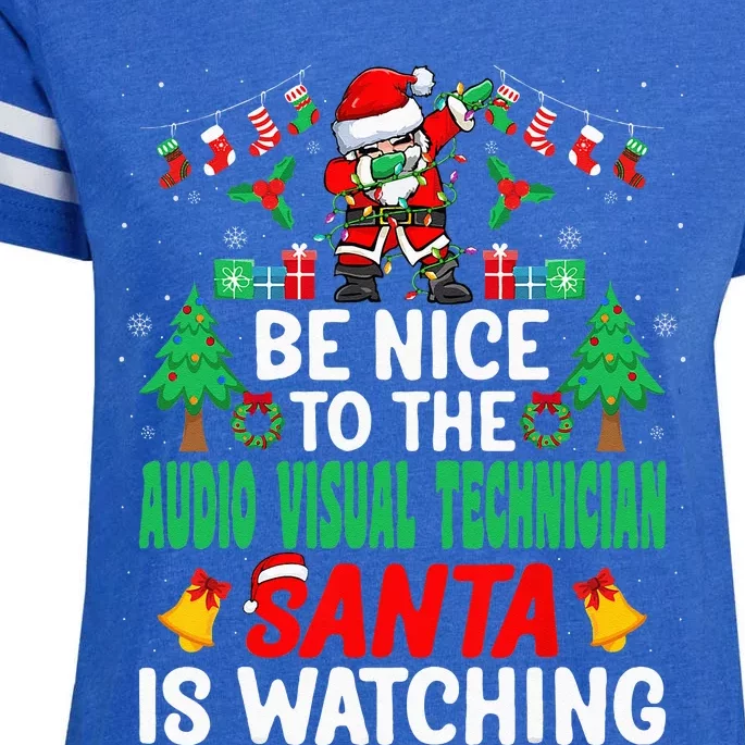 Be Nice To The Audio Visual Technician Santa Christmas Enza Ladies Jersey Football T-Shirt