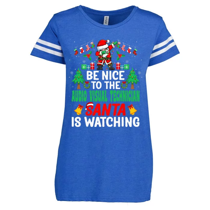 Be Nice To The Audio Visual Technician Santa Christmas Enza Ladies Jersey Football T-Shirt