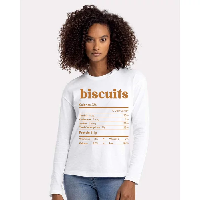 Biscuit Nutrition Thanksgiving Costume Food Facts Christmas Womens Cotton Relaxed Long Sleeve T-Shirt