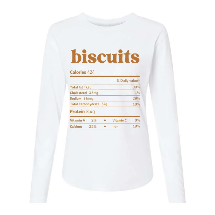 Biscuit Nutrition Thanksgiving Costume Food Facts Christmas Womens Cotton Relaxed Long Sleeve T-Shirt