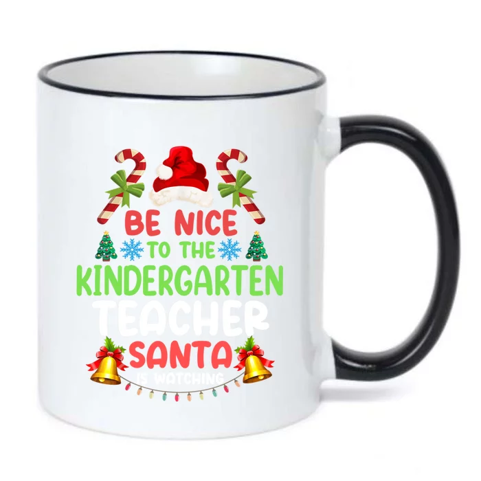 Be Nice To The Kindergarten Teacher Santa Is Watching Xmas Gift Black Color Changing Mug