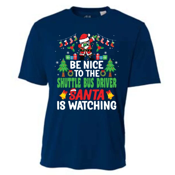 Be Nice To The Shuttle Bus Driver Santa Christmas Cooling Performance Crew T-Shirt