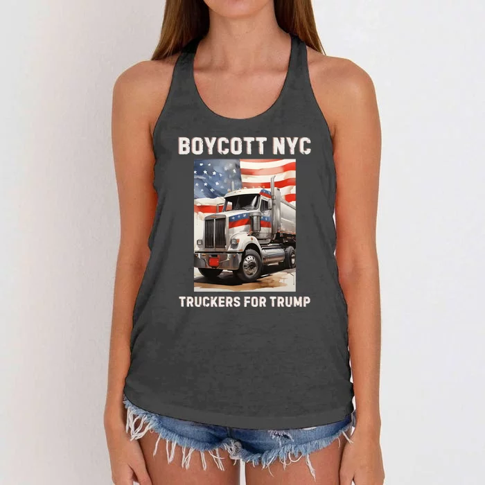 Boycott Nyc Truckers For Trump Women's Knotted Racerback Tank