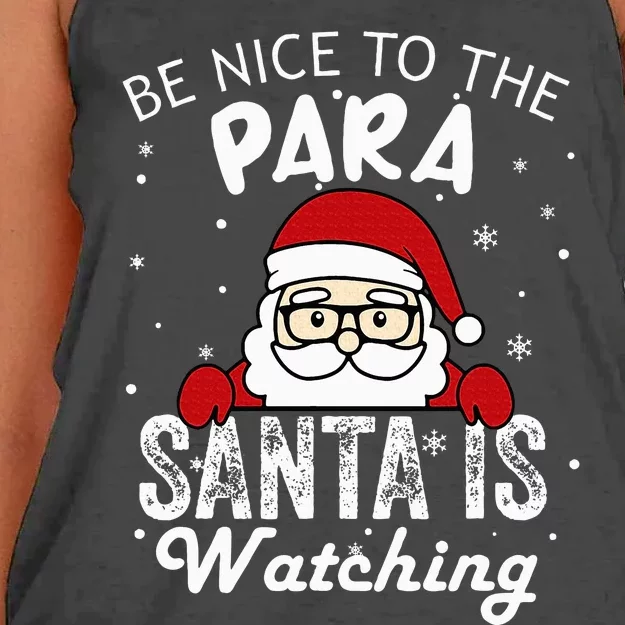 Be Nice To The Para Santa Is Watching Funny Christmas Pajama Women's Knotted Racerback Tank