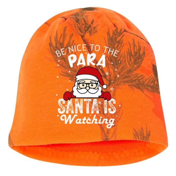 Be Nice To The Para Santa Is Watching Funny Christmas Pajama Kati - Camo Knit Beanie