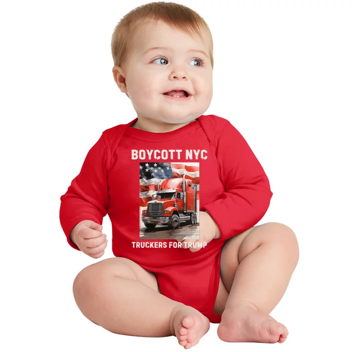 Boycott Nyc Truckers For Trump Baby Long Sleeve Bodysuit