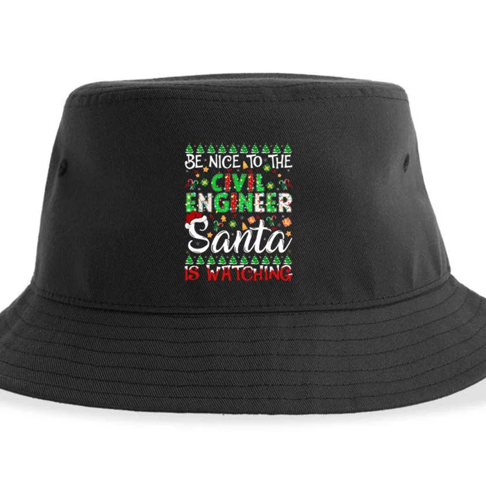 Be Nice To The Civil Engineer Santa Is Watching Christmas Sustainable Bucket Hat