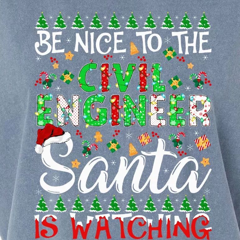 Be Nice To The Civil Engineer Santa Is Watching Christmas Garment-Dyed Women's Muscle Tee