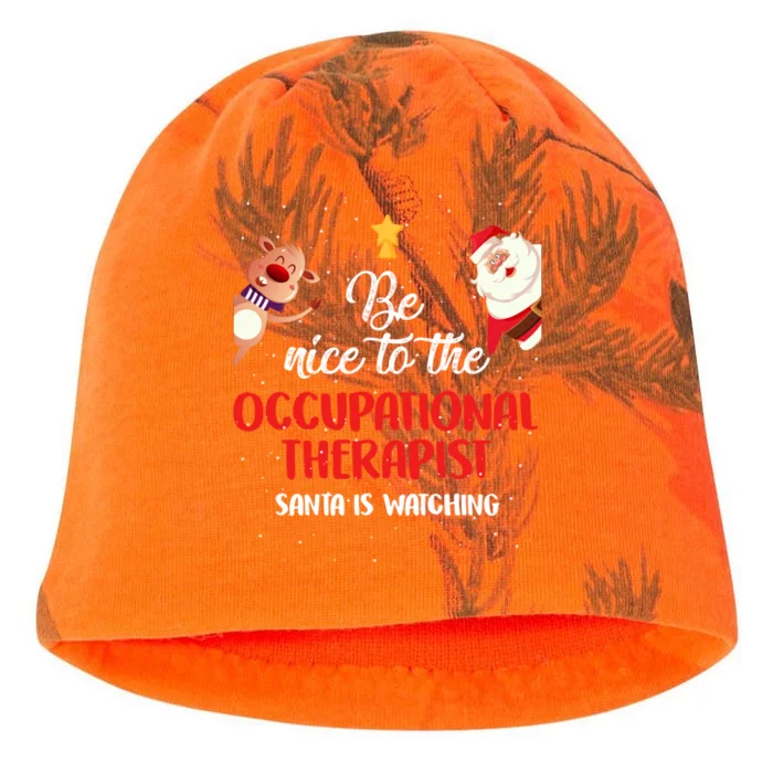 Be Nice To The Occupational Therapist Santa Is Watching Xmas Meaningful Gift Kati - Camo Knit Beanie