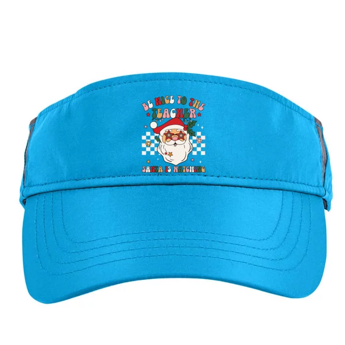 Be Nice To The Teacher Santa Is Watching Retro Christmas Adult Drive Performance Visor