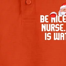 Be Nice To The Nurse Santa Is Watching Dry Zone Grid Performance Polo