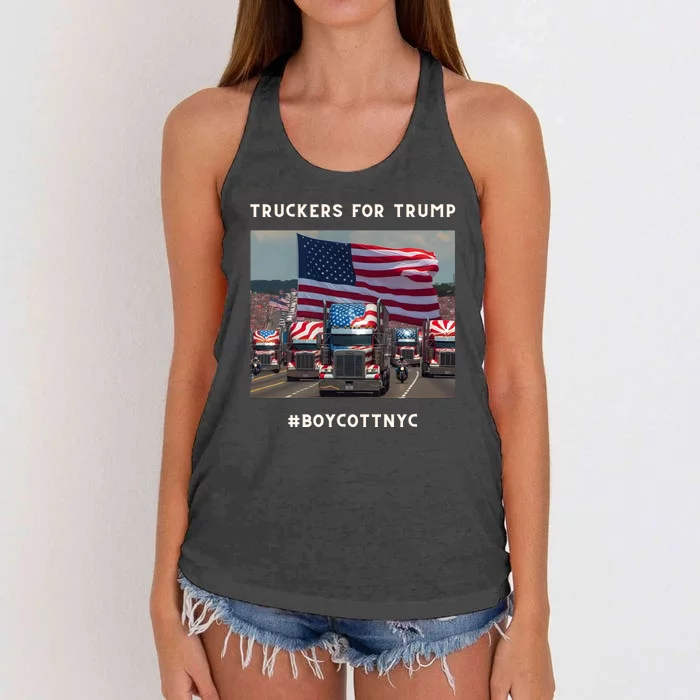 Boycott Nyc Truckers For Trump Women's Knotted Racerback Tank