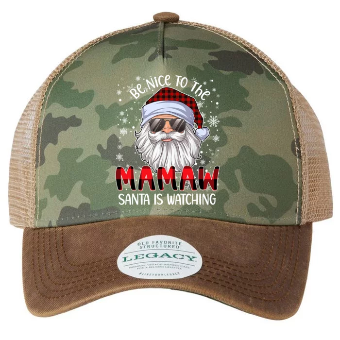 Be Nice To The Mamaw Santa Is Watching Christmas Gift Legacy Tie Dye Trucker Hat