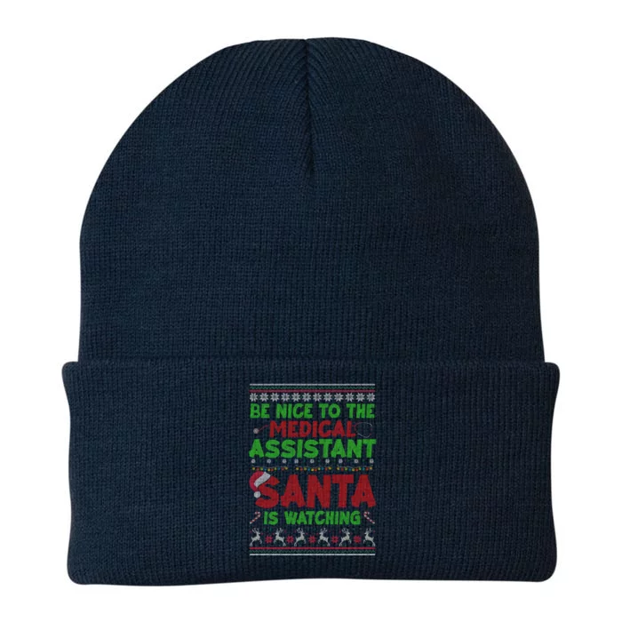 Be Nice To The Medical Assistant Santa Is Watching Sarcastic Cute Gift Knit Cap Winter Beanie