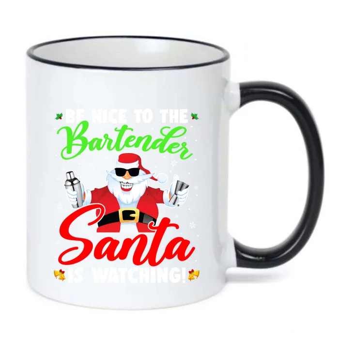 Be Nice To The Bartender Santa Is Watching Xmas Bartender Gift Black Color Changing Mug