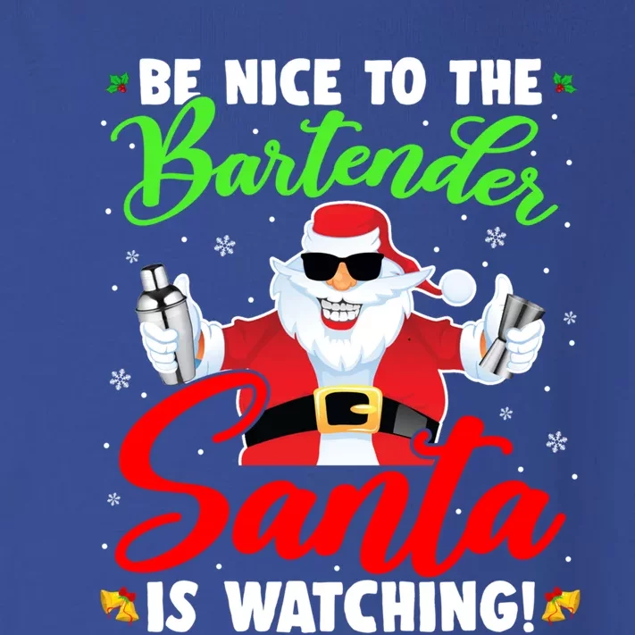 Be Nice To The Bartender Santa Is Watching Xmas Bartender Gift Toddler Long Sleeve Shirt