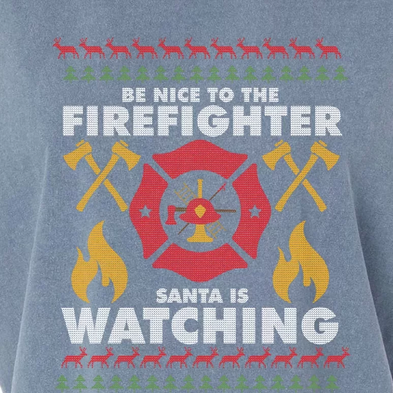 Be Nice To The Firefighter Xmas Perfect For Christmas Gift Garment-Dyed Women's Muscle Tee