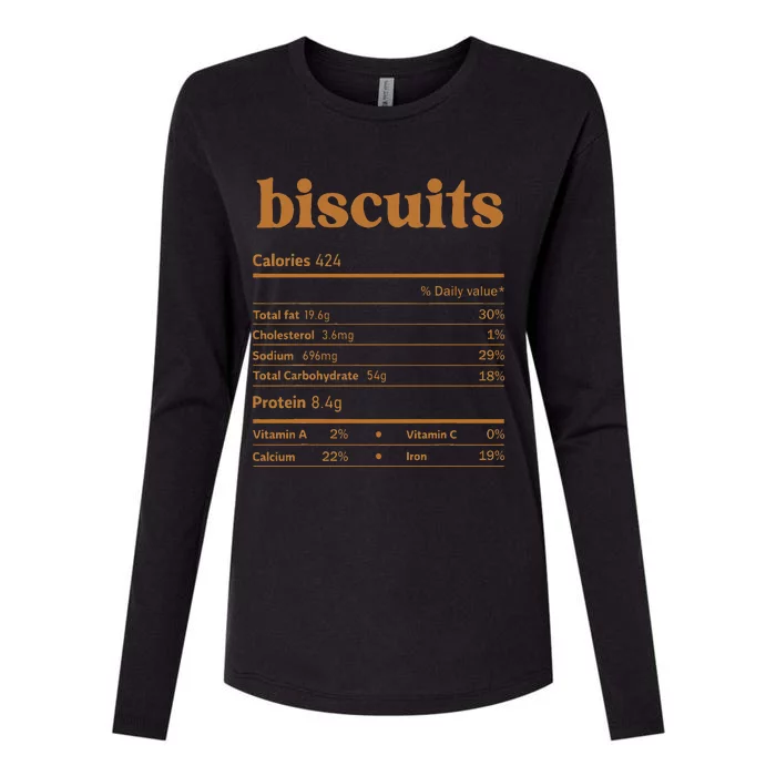 Biscuit Nutrition Thanksgiving Costume Food Facts Christmas Womens Cotton Relaxed Long Sleeve T-Shirt