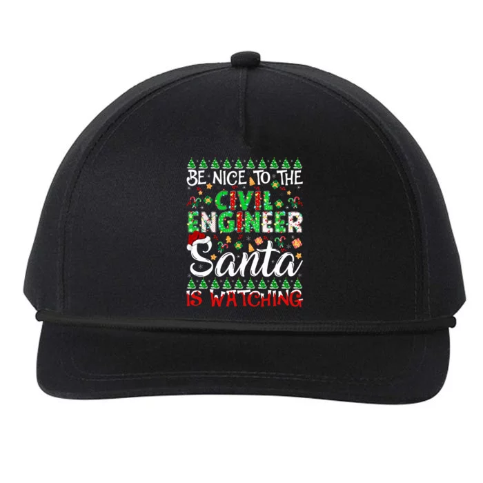 Be Nice To The Civil Engineer Santa Is Watching Christmas Snapback Five-Panel Rope Hat