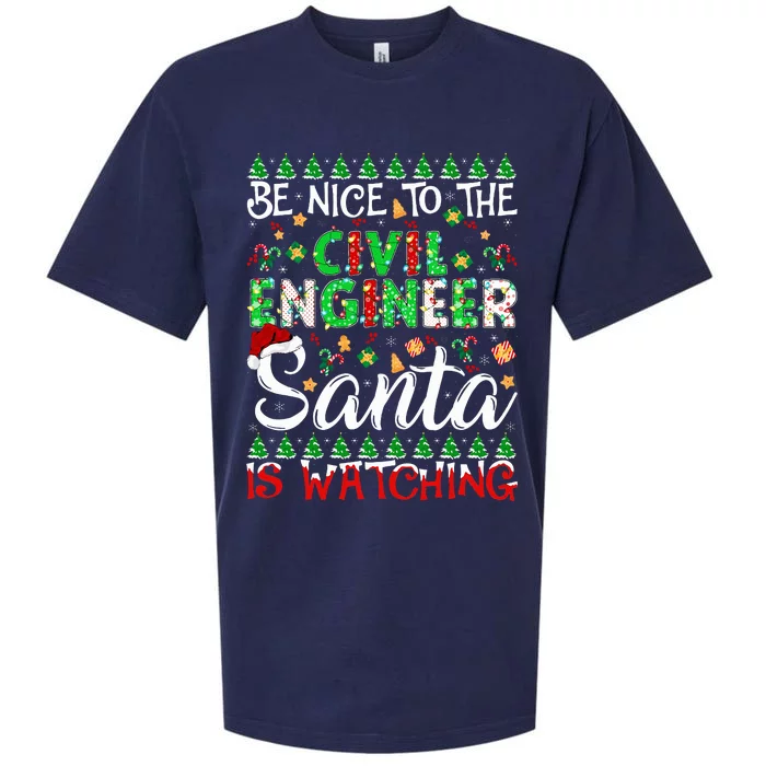 Be Nice To The Civil Engineer Santa Is Watching Christmas Sueded Cloud Jersey T-Shirt