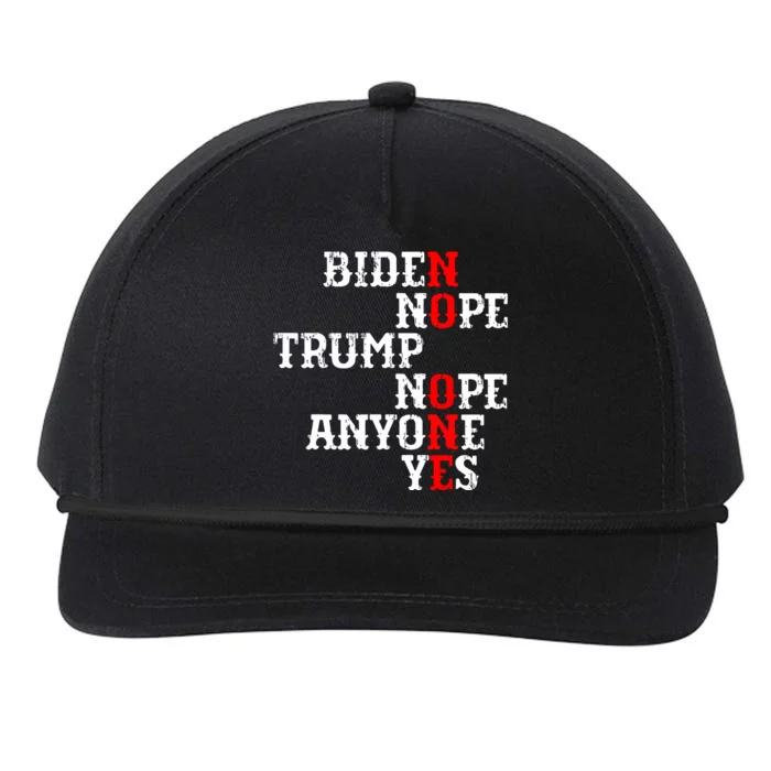 Biden Nope Trump Nope Anyone Yes No One Snapback Five-Panel Rope Hat