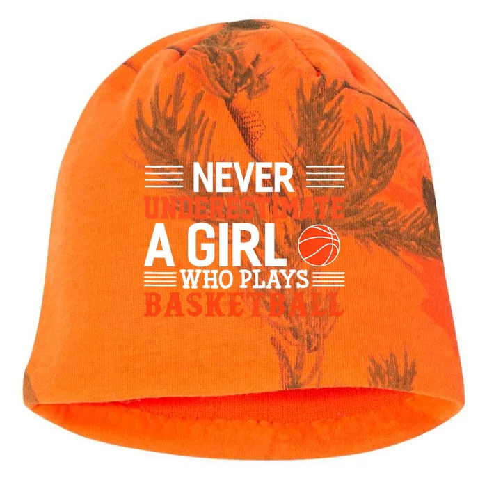 Basketball Never Underestimate A Girl Who Plays Basketball Kati - Camo Knit Beanie