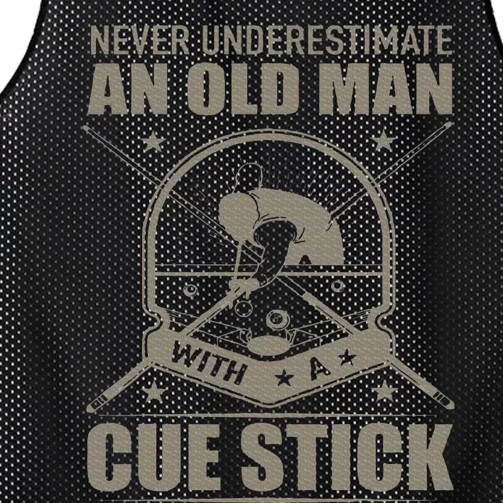 Billiard Never Underestimate An Old Man With A Cue Stick Mesh Reversible Basketball Jersey Tank