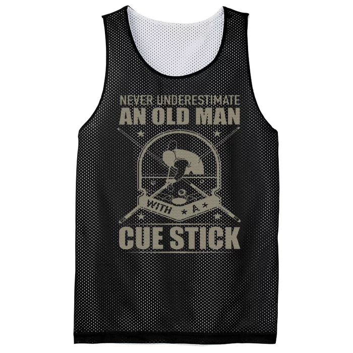 Billiard Never Underestimate An Old Man With A Cue Stick Mesh Reversible Basketball Jersey Tank