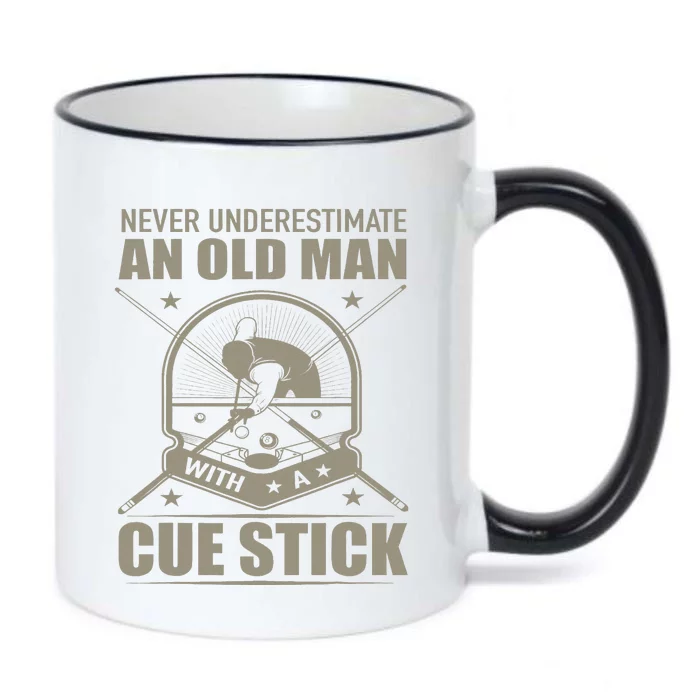 Billiard Never Underestimate An Old Man With A Cue Stick Black Color Changing Mug