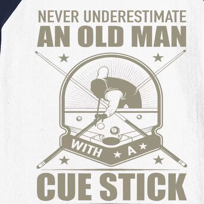 Billiard Never Underestimate An Old Man With A Cue Stick Baseball Sleeve Shirt