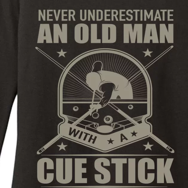 Billiard Never Underestimate An Old With A Cue Stick Meaningful Gift Womens CVC Long Sleeve Shirt