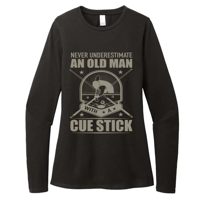 Billiard Never Underestimate An Old With A Cue Stick Meaningful Gift Womens CVC Long Sleeve Shirt