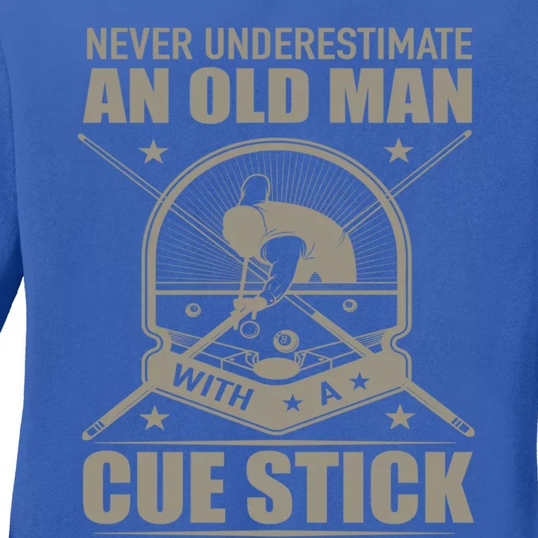 Billiard Never Underestimate An Old With A Cue Stick Meaningful Gift Ladies Long Sleeve Shirt