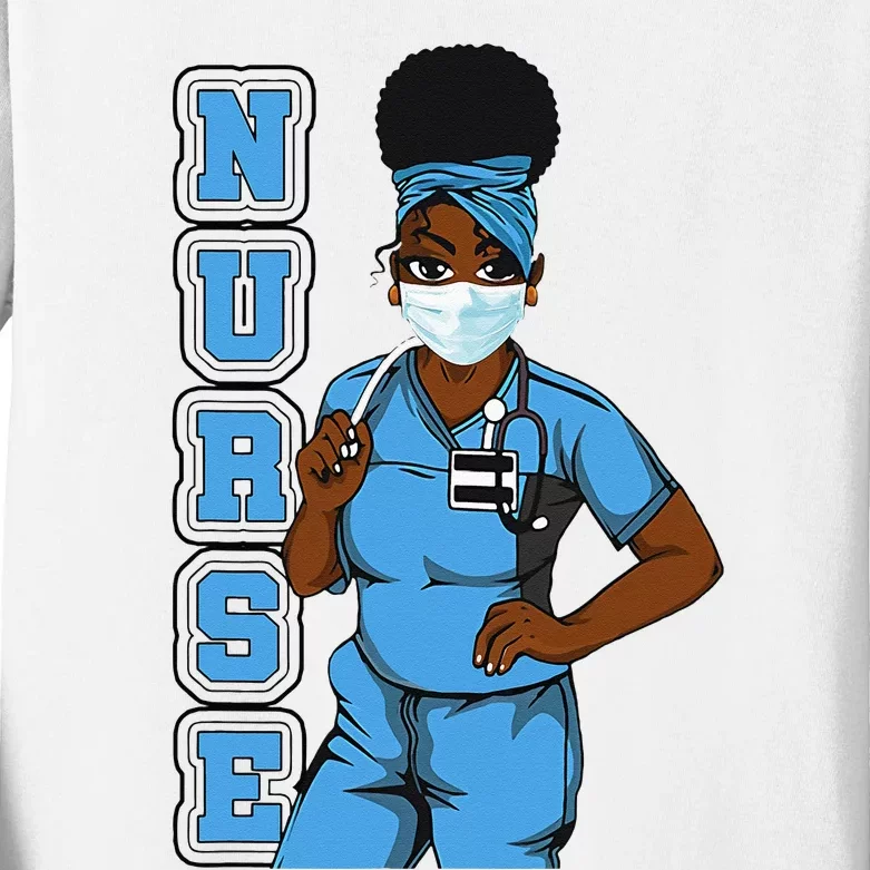 Black Nurse Uniform Face Mask Afro African Women Funny Gift Kids Long Sleeve Shirt