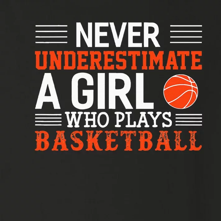 Basketball Never Underestimate A Girl Who Plays Basketball Toddler Long Sleeve Shirt