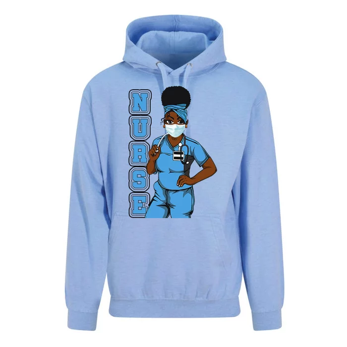 Black Nurse Uniform Face Mask Afro African Women Funny Gift Unisex Surf Hoodie