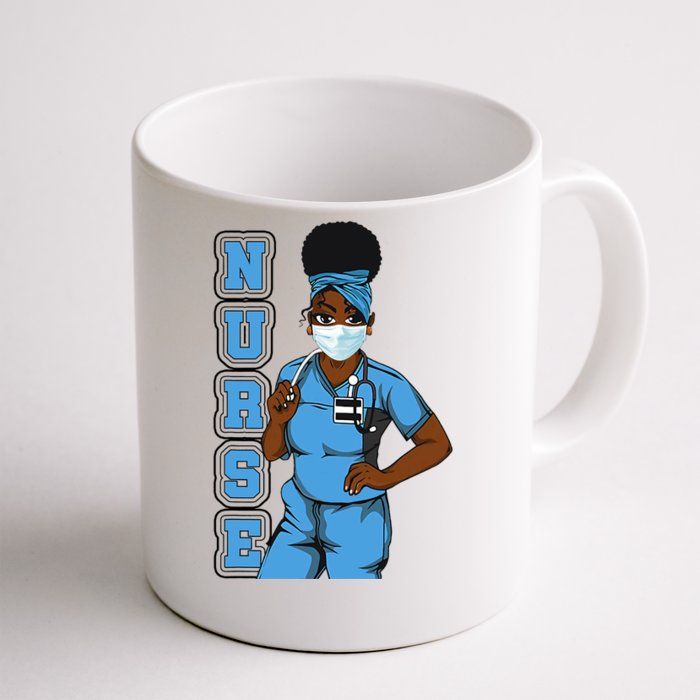 Black Nurse Uniform Face Mask Afro African Women Funny Gift Front & Back Coffee Mug