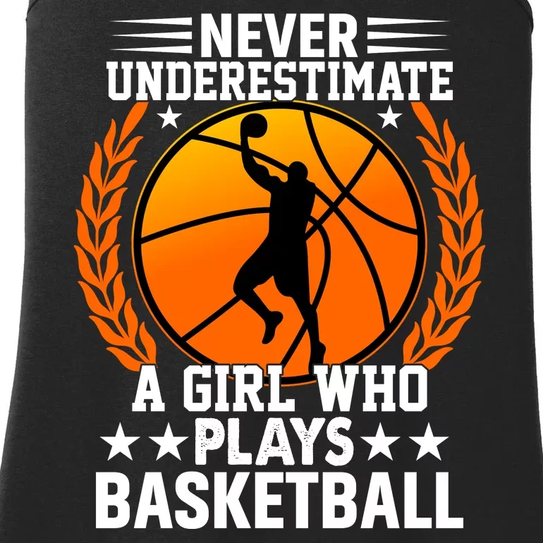 Basketball Never Underestimate A Girl Who Plays Basketball Ladies Essential Tank