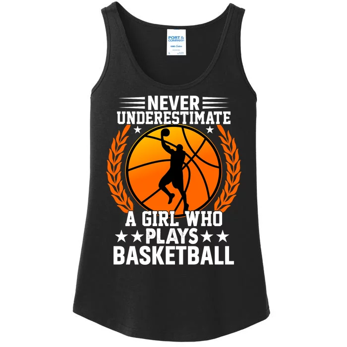 Basketball Never Underestimate A Girl Who Plays Basketball Ladies Essential Tank