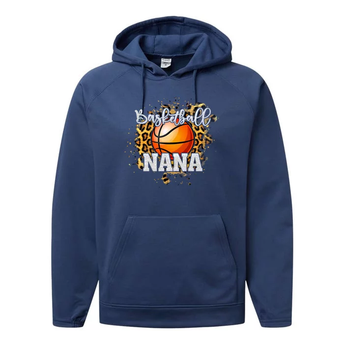 Basketball Nana Vintage Basketball Family Matching Gift Performance Fleece Hoodie