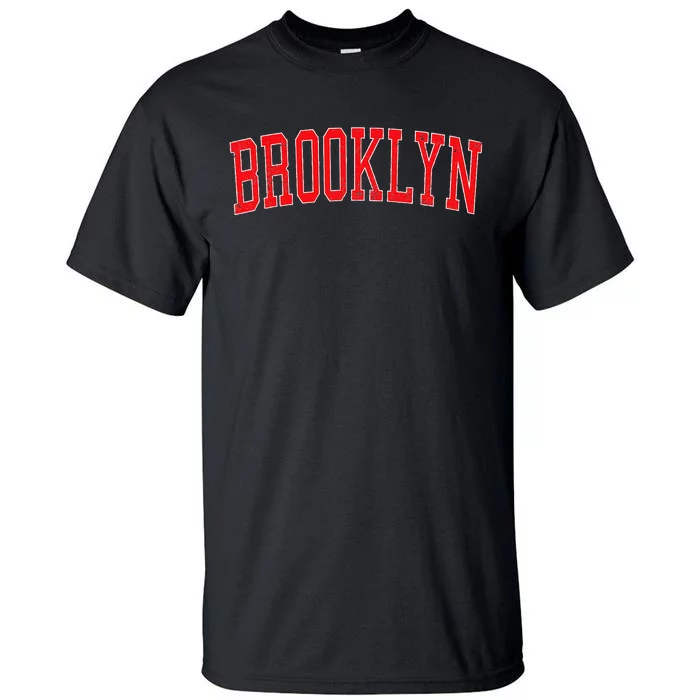 Brooklyn Ny Varsity Style Red Text Tall T-Shirt