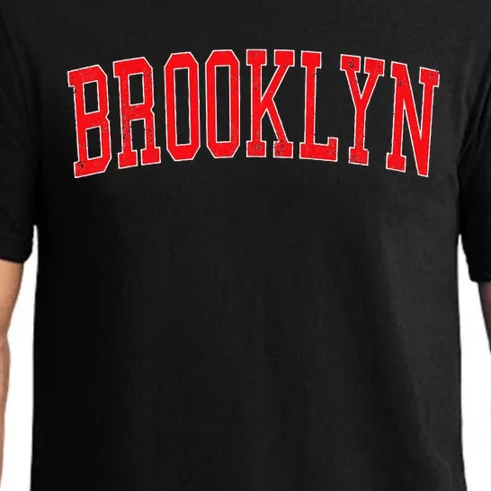 Brooklyn Ny Varsity Style Red Text Pajama Set