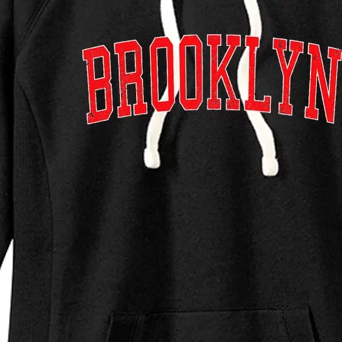 Brooklyn Ny Varsity Style Red Text Women's Fleece Hoodie