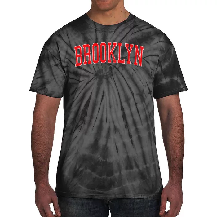 Brooklyn Ny Varsity Style Red Text Tie-Dye T-Shirt