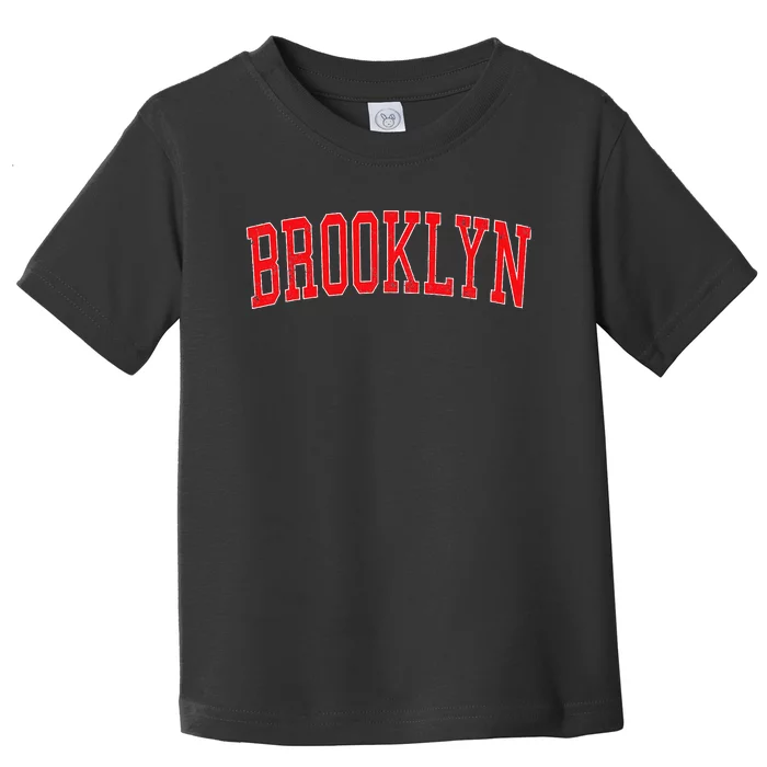 Brooklyn Ny Varsity Style Red Text Toddler T-Shirt