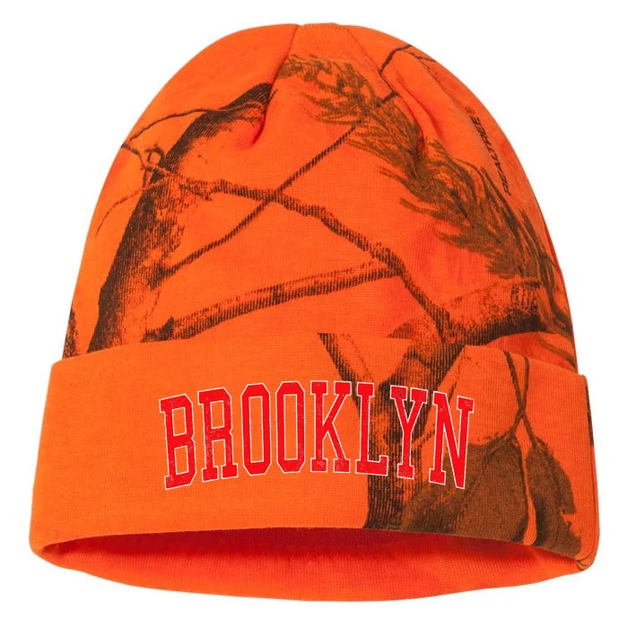 Brooklyn Ny Varsity Style Red Text Kati - 12in Camo Beanie