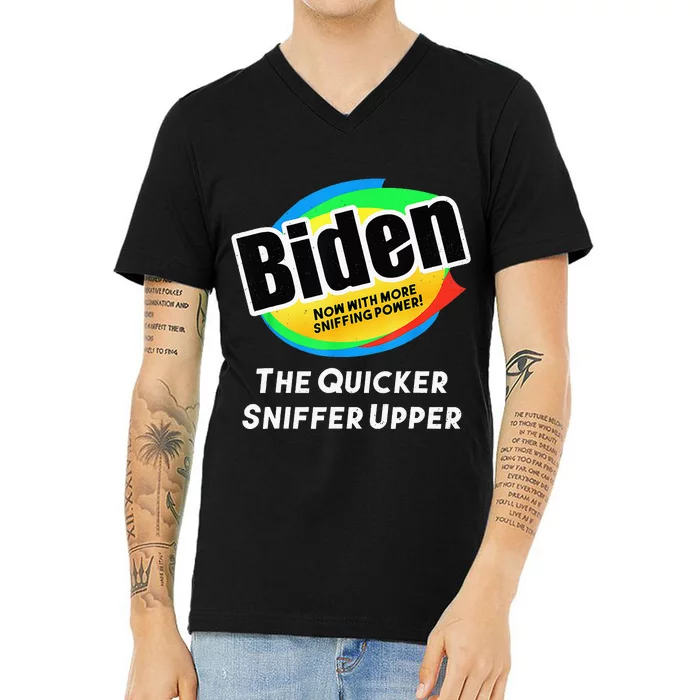 Biden Now With More Sniffing Power The Quicker V-Neck T-Shirt