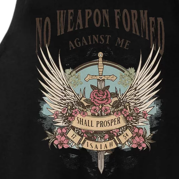 Boho No Weapon Formed Against Me Shall Prosper Christian Ladies Tri-Blend Wicking Tank