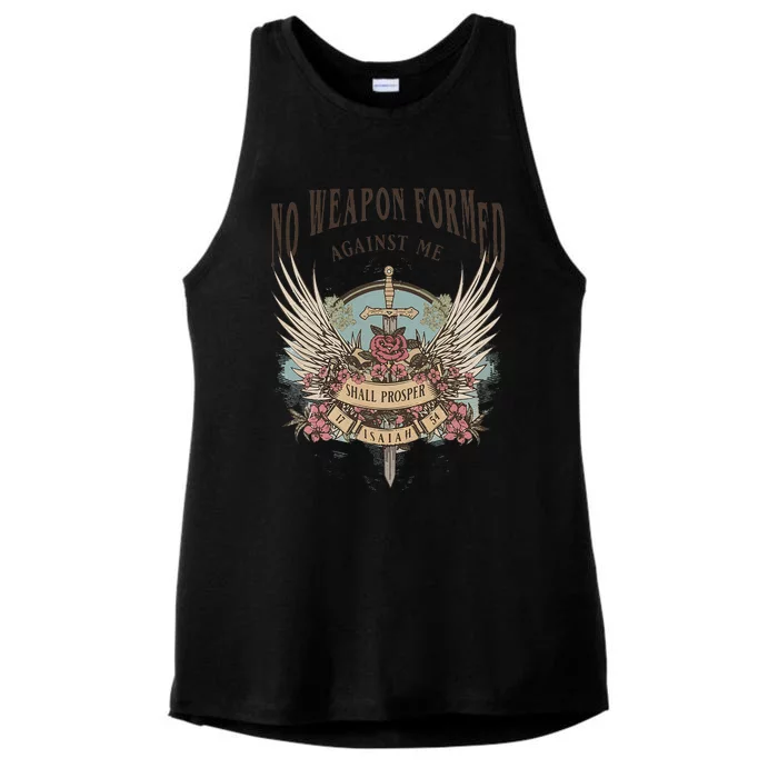 Boho No Weapon Formed Against Me Shall Prosper Christian Ladies Tri-Blend Wicking Tank