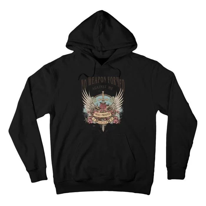 Boho No Weapon Formed Against Me Shall Prosper Christian Tall Hoodie